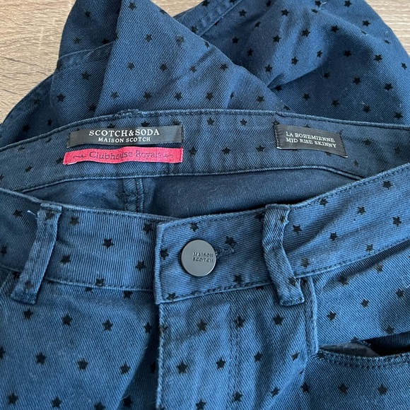 SCOTCH & SODA Midnight Blue Denim Pants Stars Size  29 - Picture 2 of 7